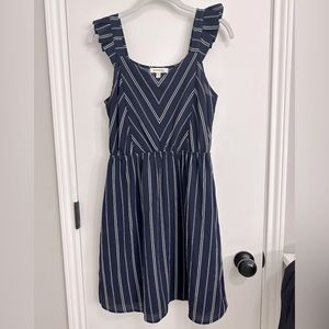 navy blue pinstripe dress